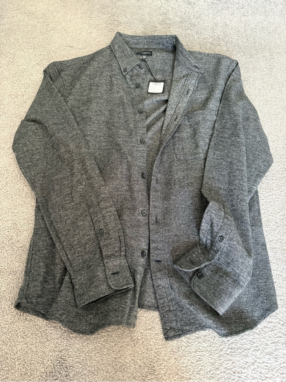 Club Monaco Charcoal Button-Up Knit Shirt